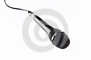 Black microphone isolated.
