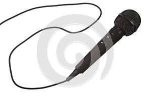 Black microphone isolated on white background