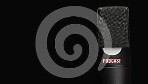 Black microphone for recording podcasts