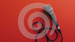 The black microphone on red.AI generated image