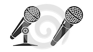 black microphone silhouette vector set