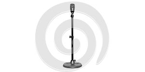 Black microphone stand with microphone isolated on transparent background