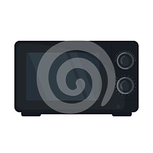 Black Microwave oven icon in flat style isoated on white background