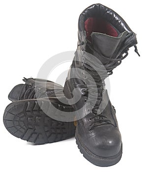 Black military leather boots