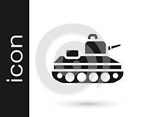 Black Military tank icon isolated on white background. Vector