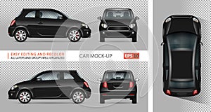 Black mini car vector illustration.