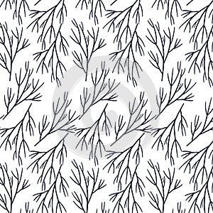 Black minimalism branches. Abstract seamless pattern.