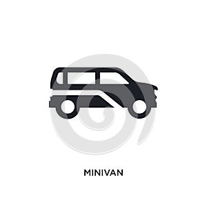 black minivan isolated vector icon. simple element illustration from transportation concept vector icons. minivan editable logo