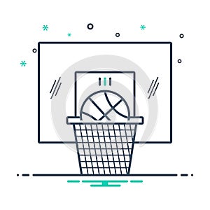 Black mix icon for Basketball, post and achieved