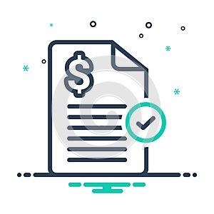 Black mix icon for Bills, invoice and stamp