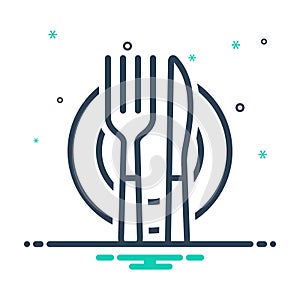 Black mix icon for Cutlery, silverware and dinnerware