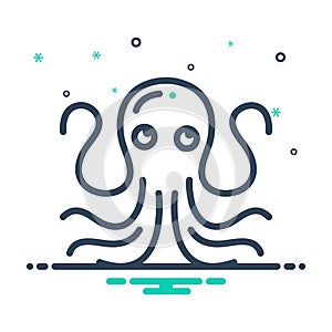 Black mix icon for Octopus, pulpo and squid