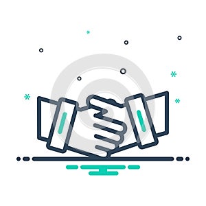 Black mix icon for Partnership, collaboration and handshake