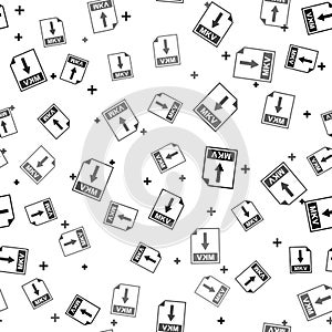 Black MKV file document icon. Download MKV button icon isolated seamless pattern on white background. Vector photo