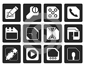Black Mobile Phone, Computer and Internet Icons