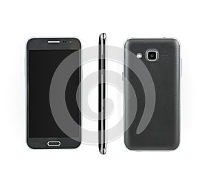 Black mobile smart phone screen 4.7 inch mock up with smart came