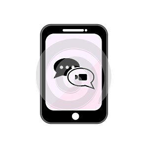 Black mobile UI kit WhatsApp messenger. Smartphone mockup and chat app. Vector illustration