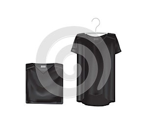 Black mockup of women s t-shirts - tunics. Front and rear view.