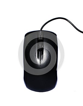 Black modern computer mouse on white background