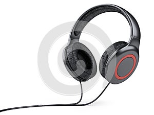 Black modern headphone icon - front view.