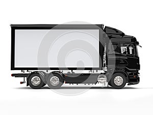 Black modern heavy transport truck - side view