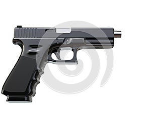 Black modern semi automatic handgun - side view