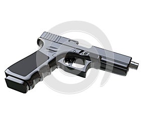 Black modern semi automatic handgun - top down side view