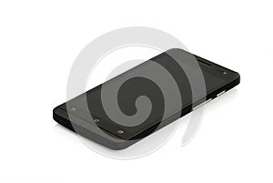 Black modern smartphone isolated.