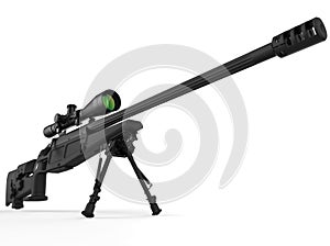 Black modern sniper rifle - beauty shot