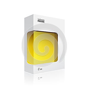 Black Modern Software Product Package Box With Yellow Window For DVD Or CD Disk