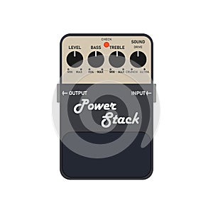 Black modern stack overdrive crunch to ultra distortion sound electric guitar stomp box effect.