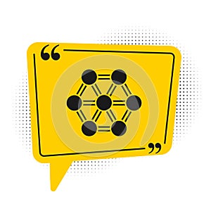 Black Molecule icon isolated on white background. Structure of molecules in chemistry, science teachers innovative