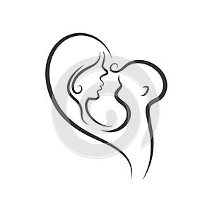 black mom and baby vector element design for midwife branding icon