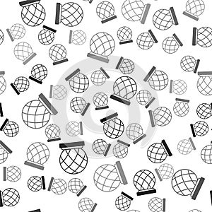 Black Montreal Biosphere icon isolated seamless pattern on white background. Vector