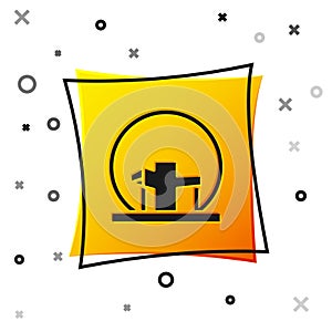 Black Montreal Biosphere icon isolated on white background. Yellow square button. Vector