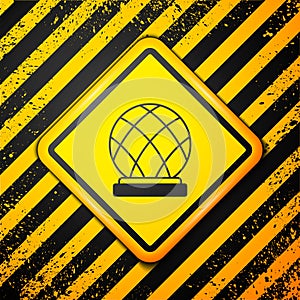 Black Montreal Biosphere icon isolated on yellow background. Warning sign. Vector