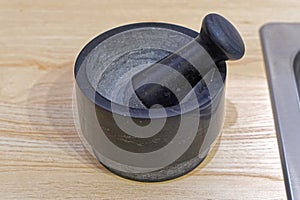 Black mortar and pestle