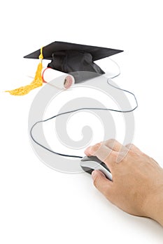 Black Mortarboard and computer mouse