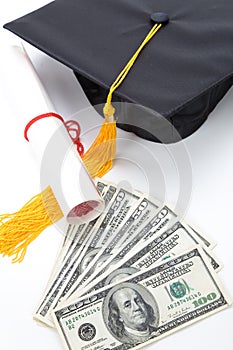 Black Mortarboard and dollar