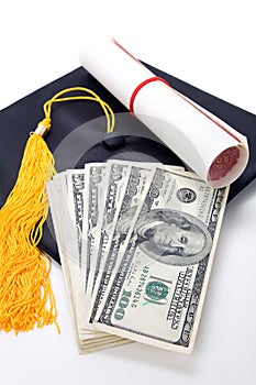 Black Mortarboard and dollar