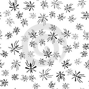 Black Mosquito icon isolated seamless pattern on white background. Vector