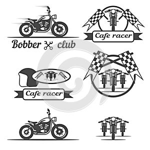 Black motorcicle labels and elements photo