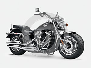 Black motorcycle Harley Davidson on white background