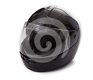 Black motorcycle helmet