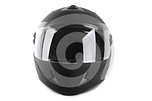 Black motorcycle helmet isolated