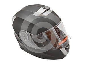 Black motorcycle helmet isolated