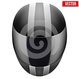 Black motorcycle helmet with strip