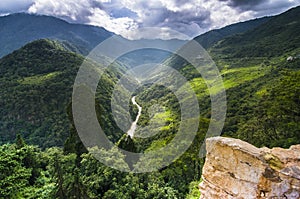 Black mountain and Mangde Chhu, landscape of Trongsa Dzong , Bhutan,