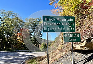 Black Mountain sign elevation 4145’ highest point in Kentucky