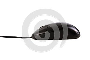 Black mouse isolated with clipping path.